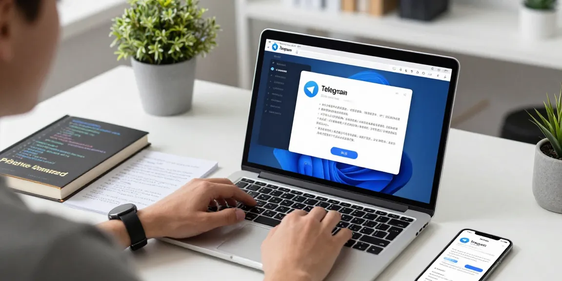 Person customizing Telegram Chinese Version interface in modern workspace