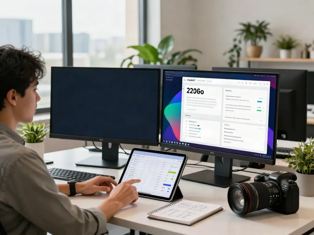 Track brand mentions in ChatGPT through innovative marketing strategies in a modern workspace.